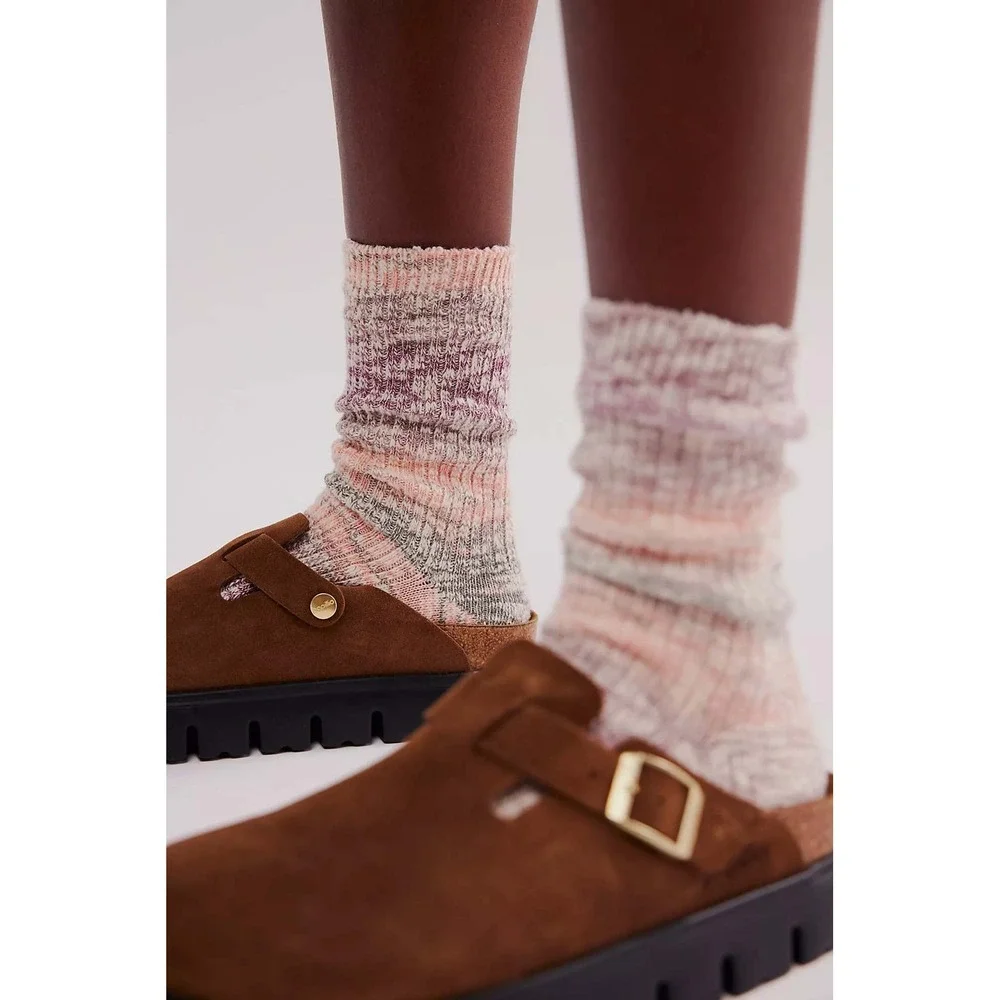 Free People Out Of This World Spacedye‎ Socks Pink Purple Combo NWT Crew Knit